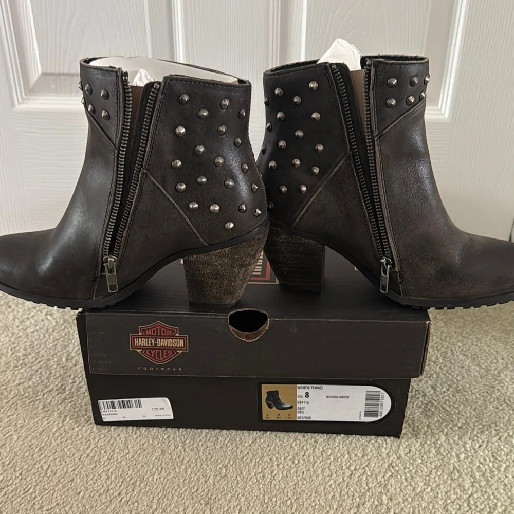 Harley-Davidson Gray Wexford Studded Boots - Picture 3 of 9